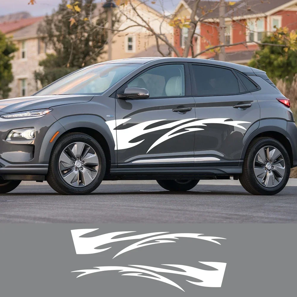 For Hyundai Kona Hybrid N Line Car Door Side Stickers Electric Graphics Stripes Kit Vinyl Decor Decals Auto Tuning Accessories