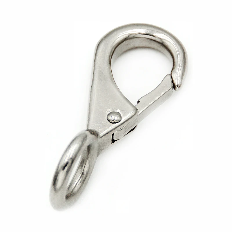 High Quality 304 316 Stainless Steel Spring Loaded Fixed Eye Snap Hook Clasp Marine Rigging Boat Accessory for Bag Strap Belt