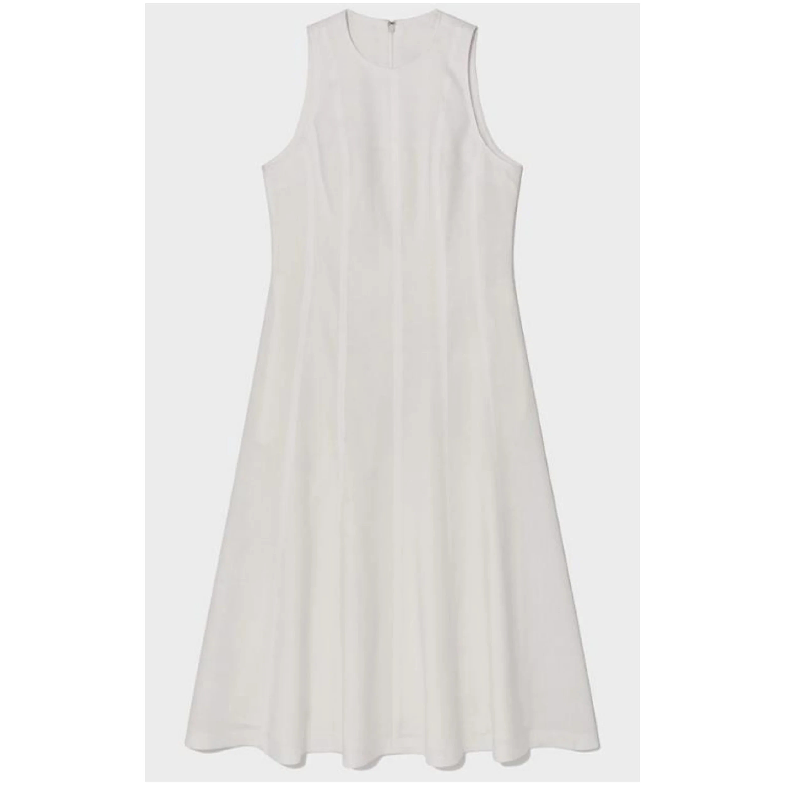 Casual Style Woven White Waist Dress Vintage Solid Sleeveless Straight Dress Women Dresses
