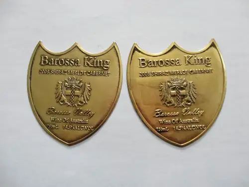 Factory custom self adhesive metal label sticker for red wine/whisky/brandy/vodka/beer/white wine glasses bottle