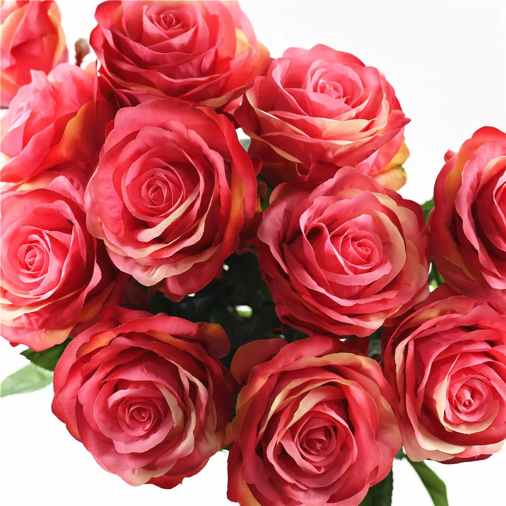 Single stem silk rose for home decoration artificial realistic rose wedding decoration high quality rose centerpiece flower