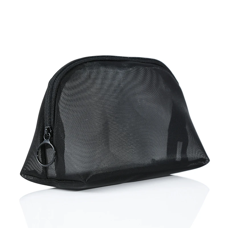 Envases Cosmeticos Portable Nylon Mesh Personality Shell Shape Travel Toiletry Bag Zipper Clear Cosmetic Bags With Handle