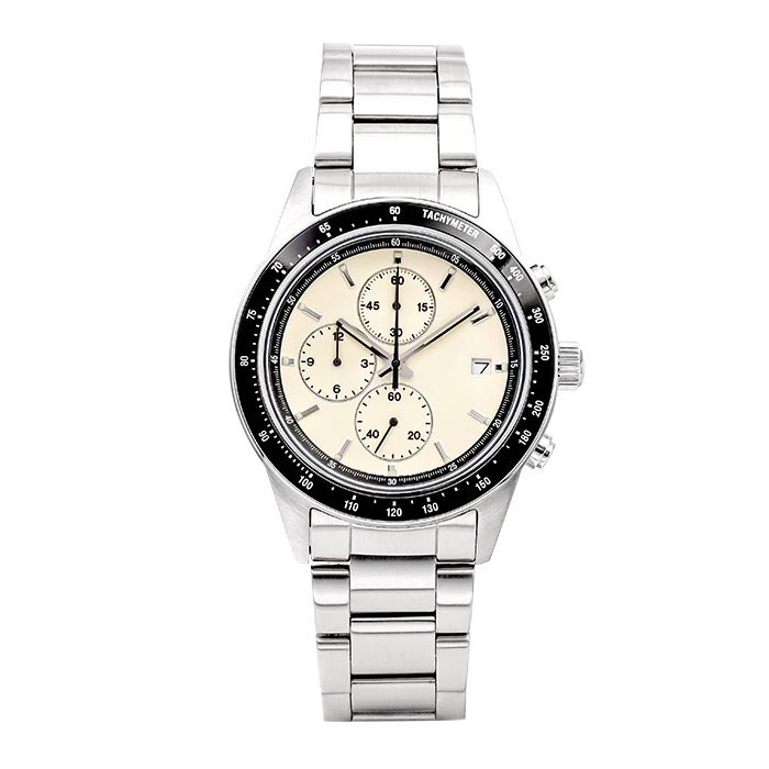 2022 stainless steel watchstrap quartz movt wrist watch  luxury stainless steel band bracelet chronograph quartz watch