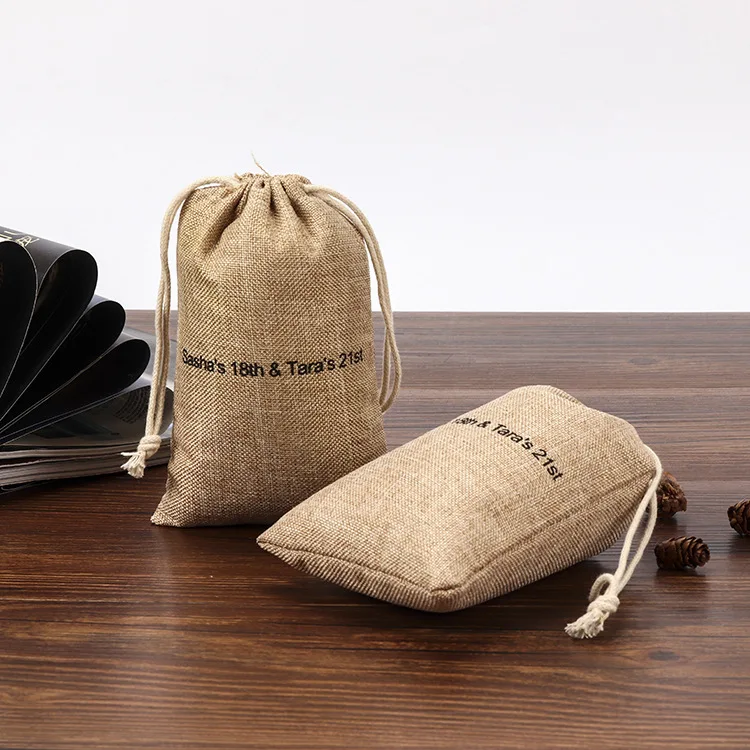 
Custom Eco-friendly Small/Medium/Big Linen pouch Packaging Hemp Gift bags Drawstring Bag 