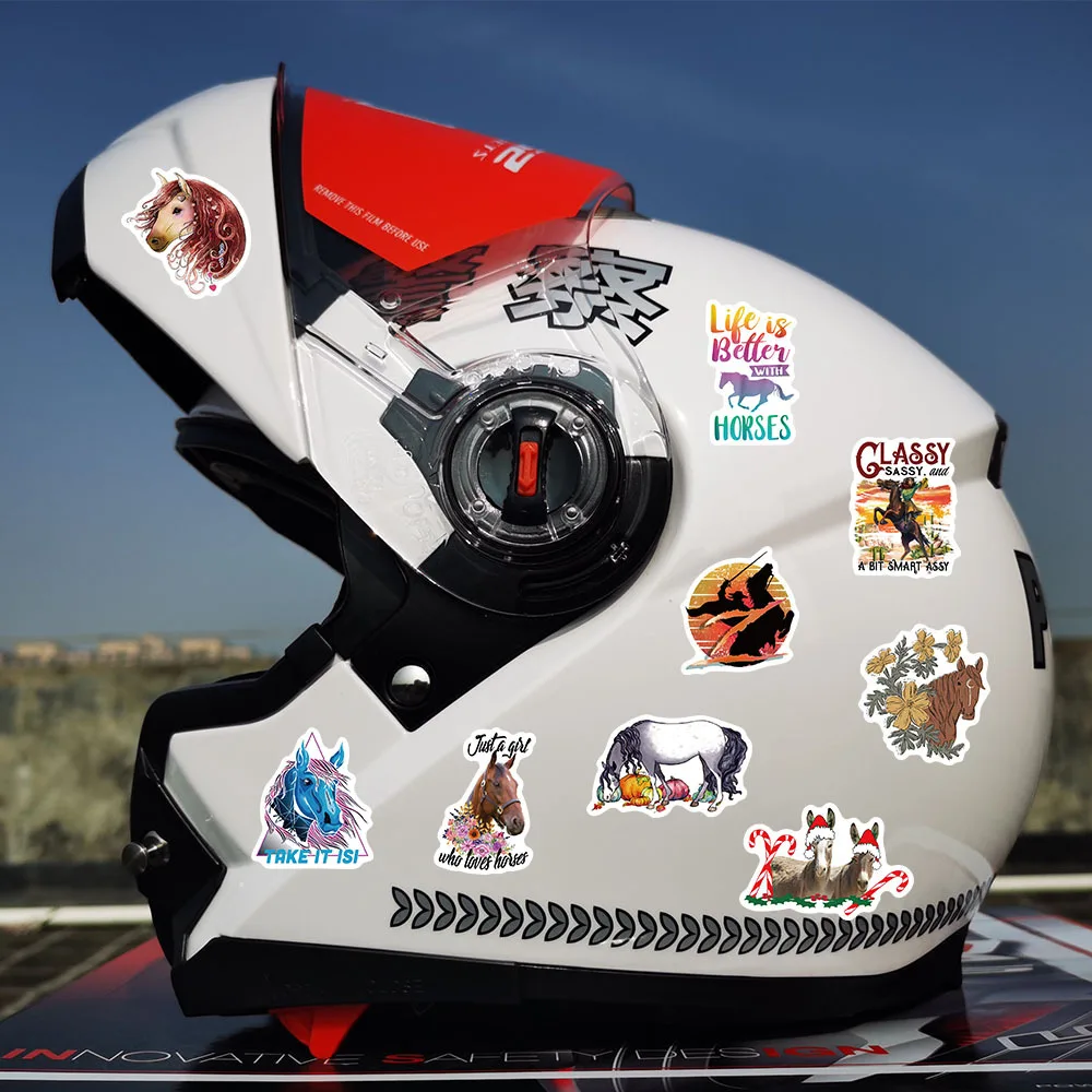 50pcs Cartoon horse animal Uv Proof Waterproof Vinyl Sticker Paper Custom Die Cut Adhesive Logo Sticker