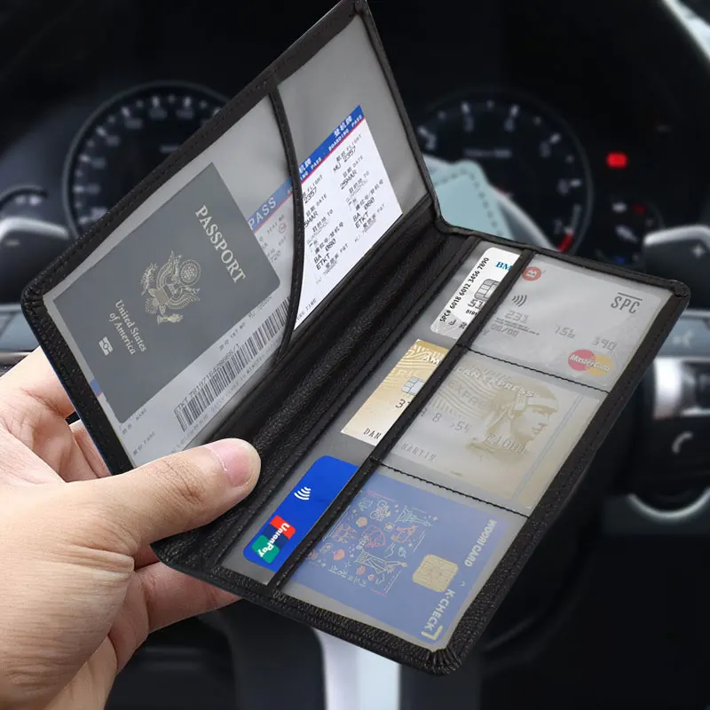 Car Registration and Insurance Holder Premium PU Leather Document Vehicle Card Protective Case for Driver's