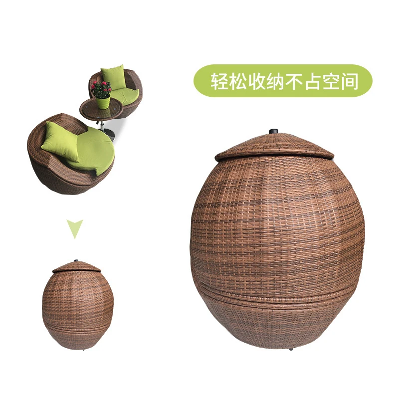 Nordic Outdoor Furniture Beach Garden Balcony Stackable Ball Shape Outdoor Seater Leisure Rattan Wicker Sofa Table and Chair