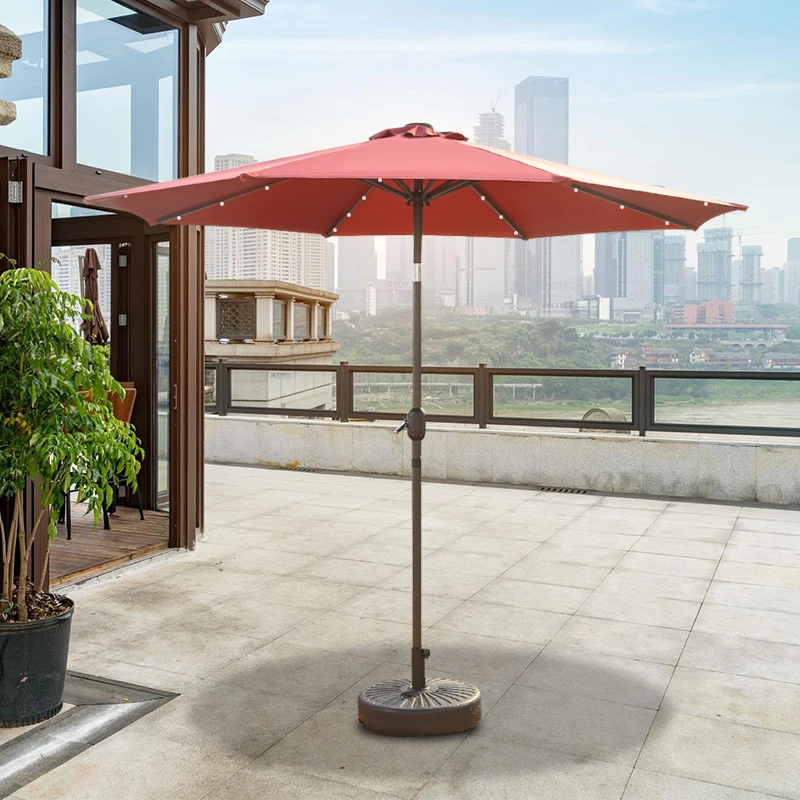 Courtyard Market Garden Sunshade Outdoor Umbrella Solar Led Lighting Parasol Patio Umbrellas