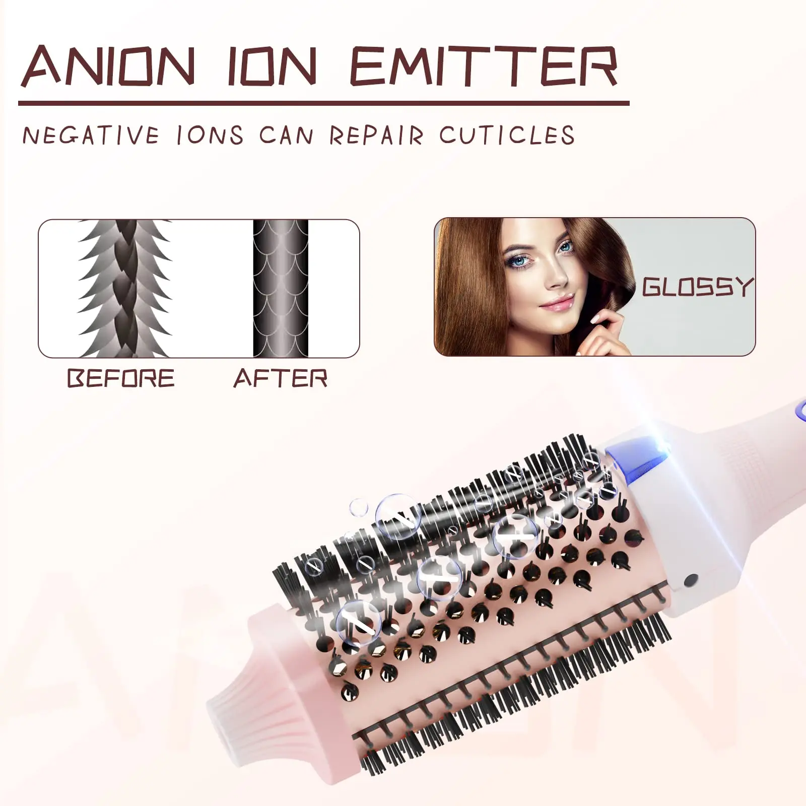 Custom Private Label 3 in 1 One Step Rotating Electric Hot Air Styler Tool Drying Curling Hair Dryer Brush