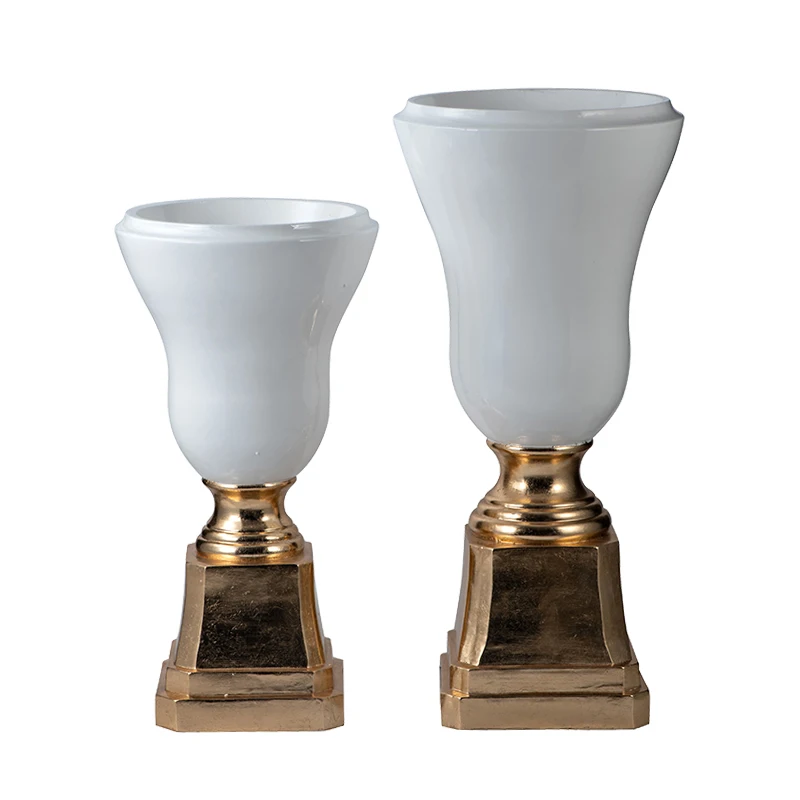 100cm Tall White and Gold Floor Vases For Flowers Home Decor Luxury Trumpet Vase