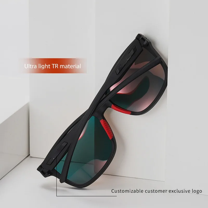Rectangle Driving Dual Color Injection High Tech Sports Square Rubber Temple Tip Sunglasses Custom Logo Sunglasses