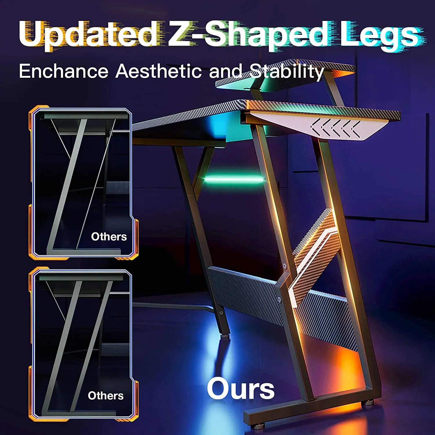 Black L Shaped Gaming Desk with Cup Holder and Headphone Hook gaming gamer desk and chairs