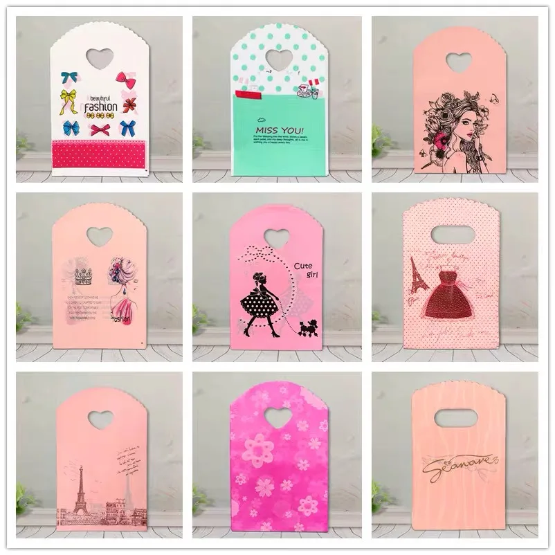 Factory price printed logo design business mini little pp plastic gift clothing bags