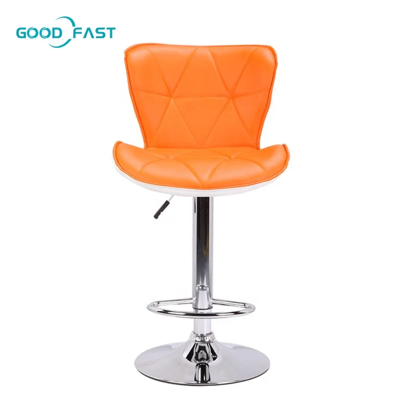 Commercial Party Furniture Height Adjustable Modern Orange Synthetic Leather Bar Stool for Bar and Restaurant
