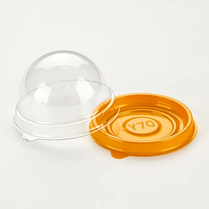 Clear golden Plastic Mini Round Cupcake Box Muffin Single Dome Container Box for Wedding Birthday Cheese Pastr