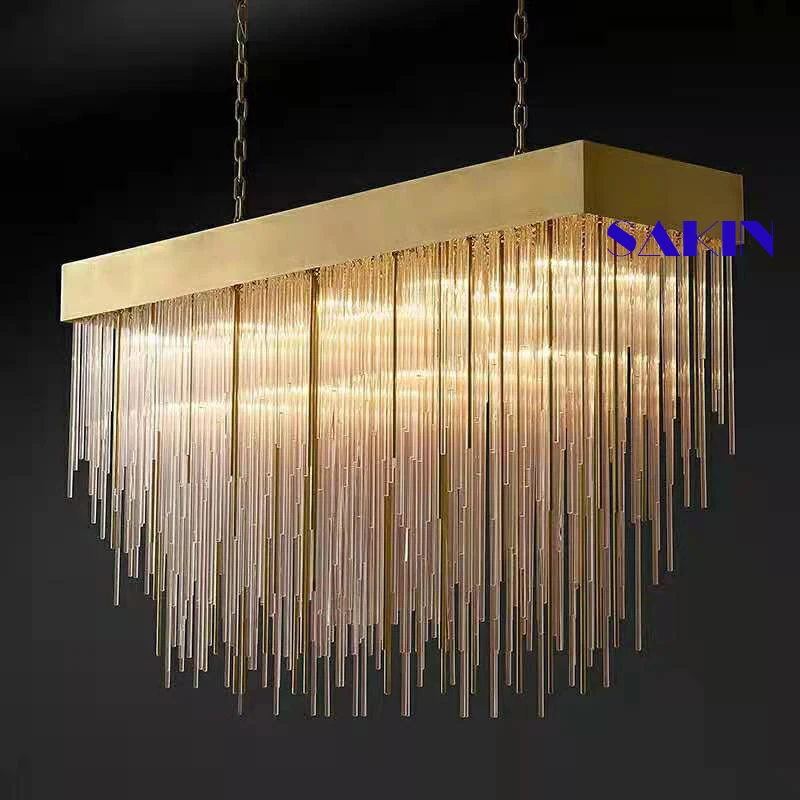 Modern minimalism hanging glass pendant Crystal cascada Chandelier For Hotel lobby