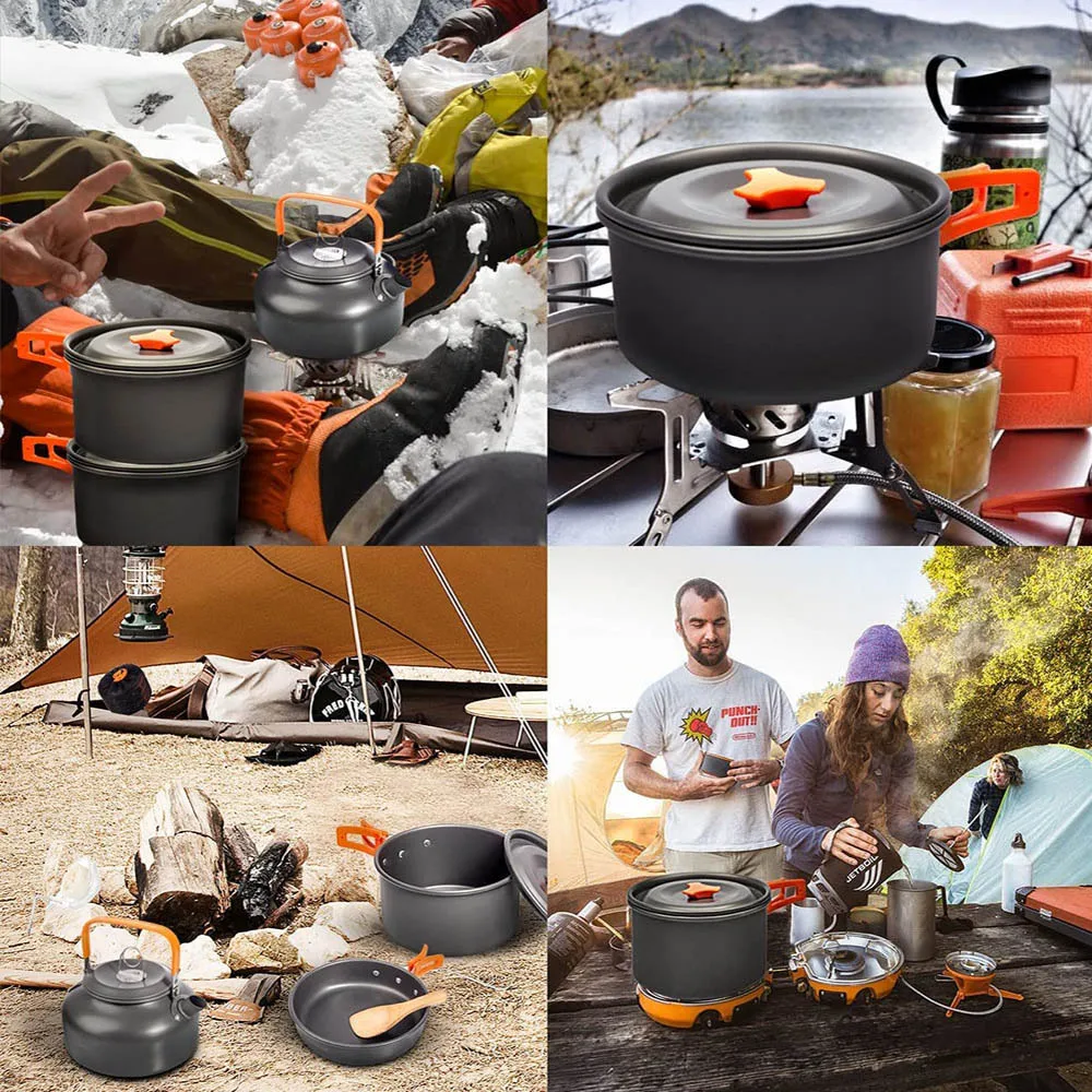 Factory wholesale Camping Cookware Kit Outdoor Cooking Set Aluminum Equipment