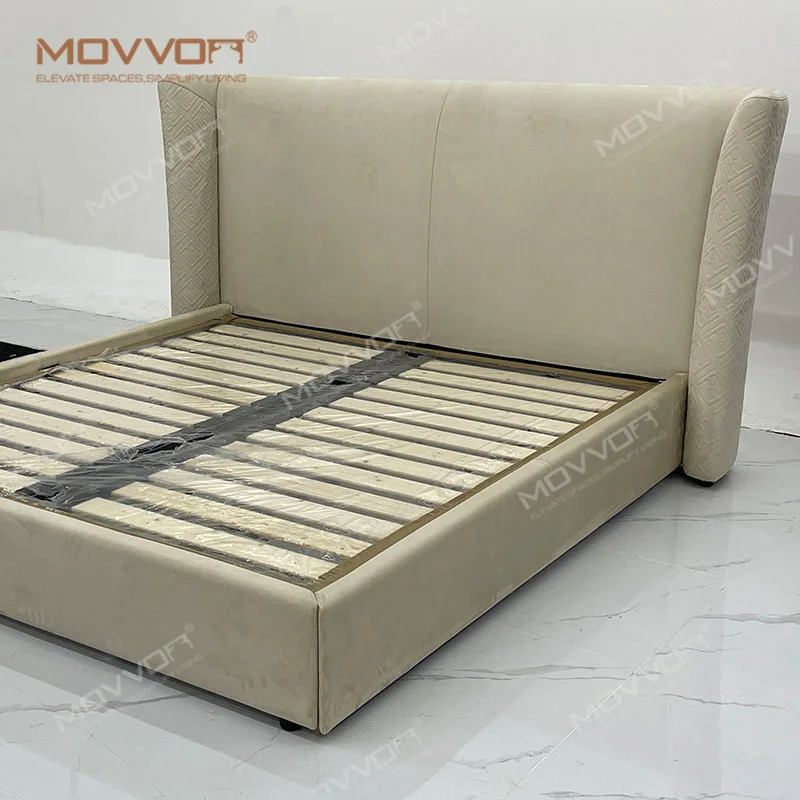 Luxury Solid Wood Platform Bed Frame Queen King Size Bed Frame Modern Bedroom Furniture Floating Vintage Double Bed Smart