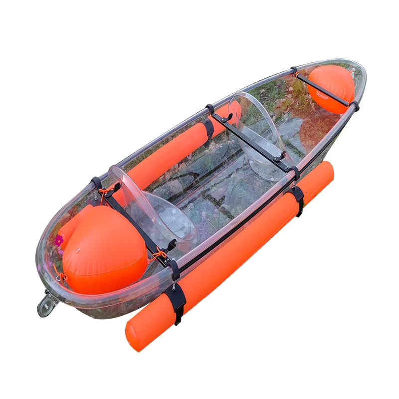 2021 new transparent rotary 3.4m 2 person single kayak / canoe with transparent seats with buoy