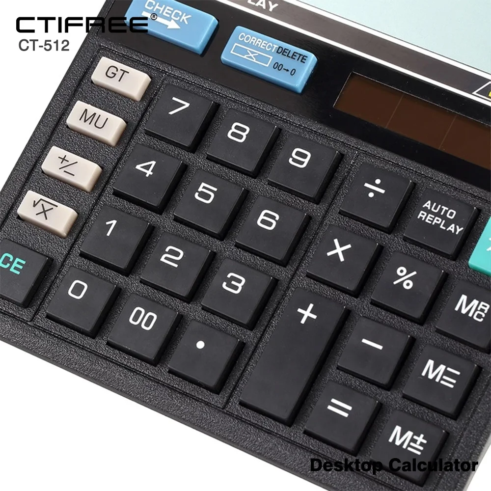 Калькулятор настольные CT-512 калькуляторы 12-значный ЖК-дисплей Солнечная батарея двойной мощности финансовый бухгалтерский офисный калькулятор