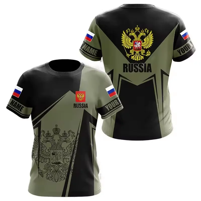 Nuoxin Factory Custom Logo 100% Polyester Full Size Russia Fashion Flag T-shirt With 100 Gsm
