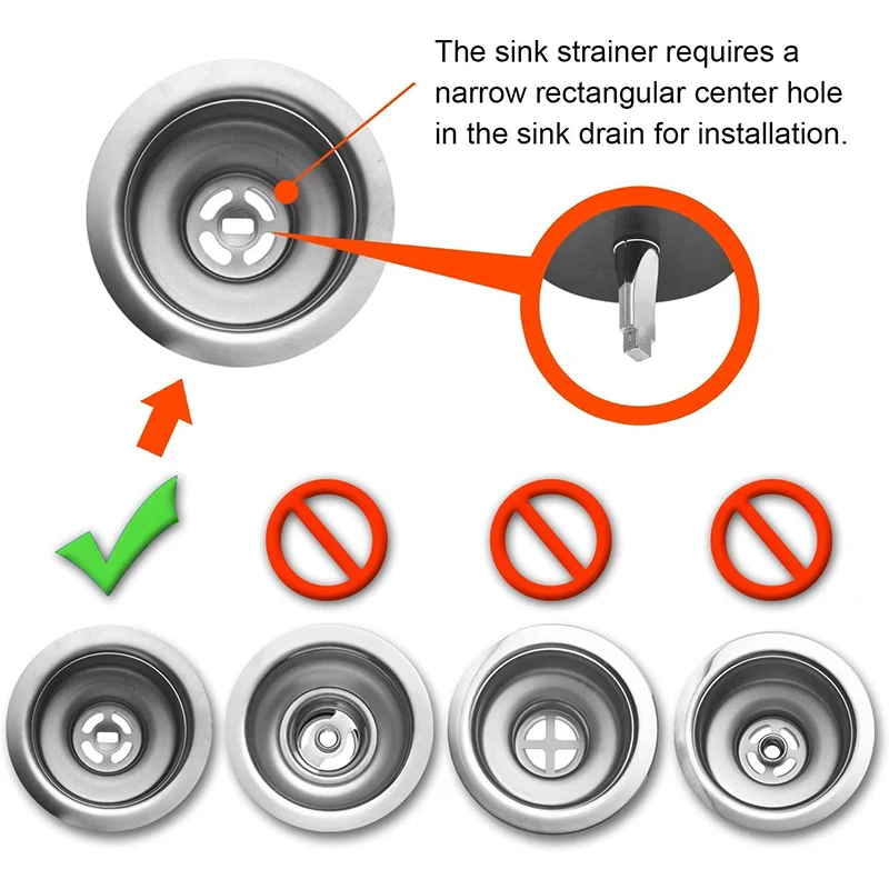 Kitchen Sink Strainer and Stopper Comb Basket, Sink Garbage Disposal Mesh Basket with Plastic Knob, Rubber Stopper Bottom