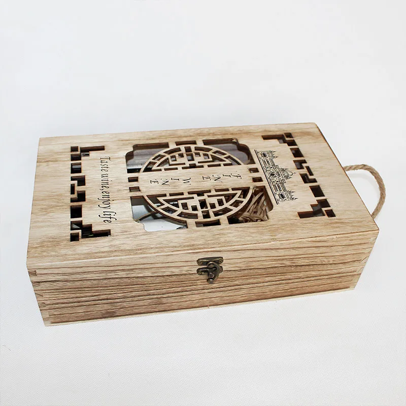  Pan Custom Logo 2 bottle personalized laser engrave wooden box for wine