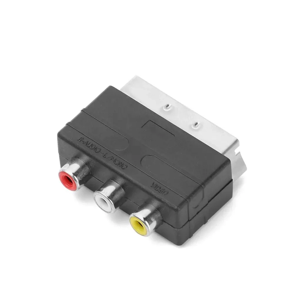 Hot 21Pin Scart Adaptor AV Block to 3 RCA Phono Composite S-Video with in/out Switch Scart Adaptor AV Block