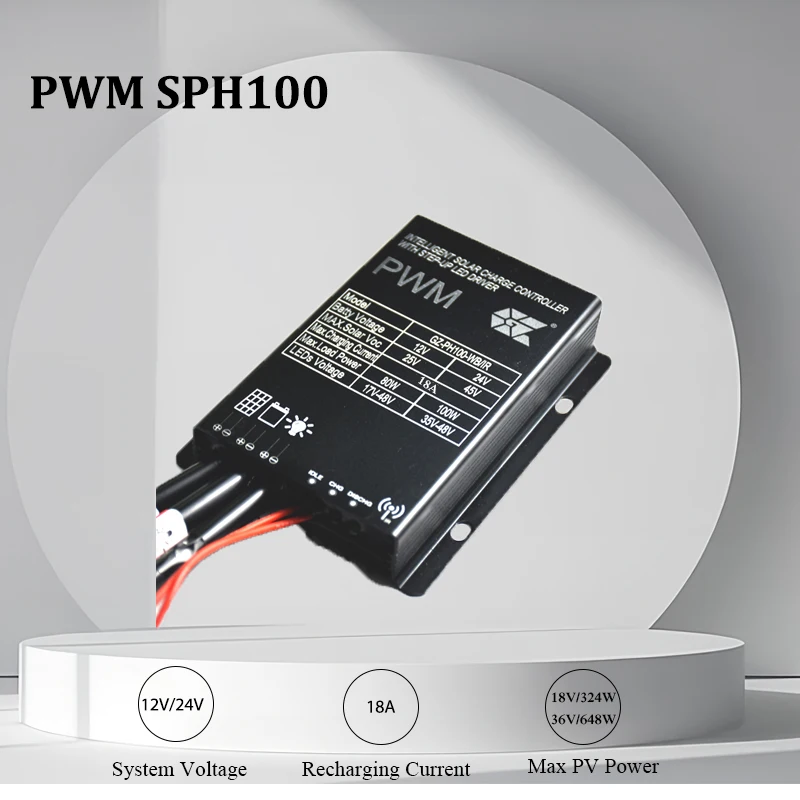 Hybrid Solar Street Light Charge Controller 18A PWM Remote Control Solar Ip67  Solar LED Lamp Controller wth Microwave Sensor