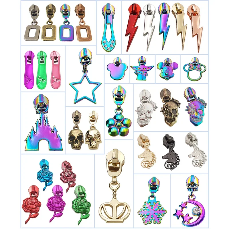 Hot Sale Creative Sewing Machine Pattern Zipper Slider Metal Zipper Puller Custom  For Garment Accessories