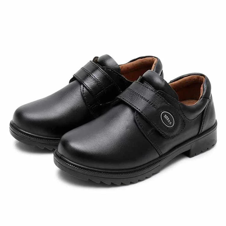 
Buckle Strap Black Boys Students School Leather Shoes Wholesale China 