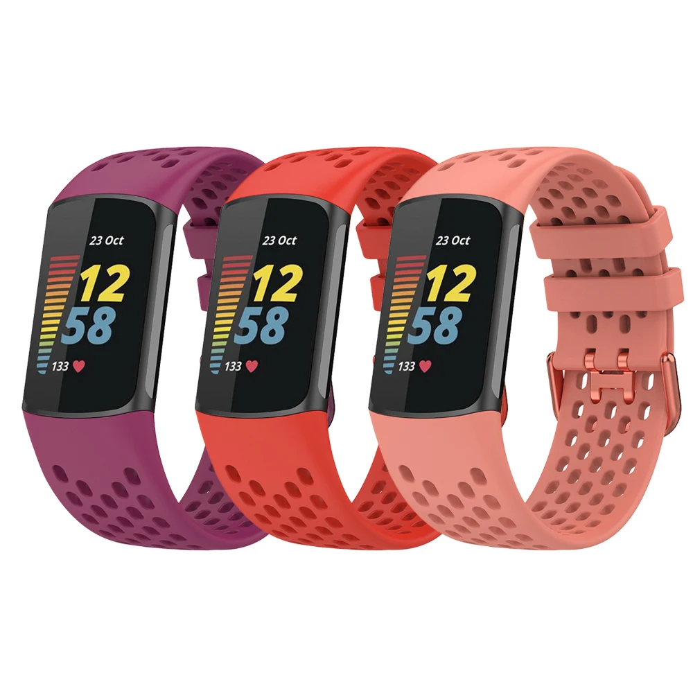 Replacement 12 Colors Washable Sport Silicone Smart Watch Band For Fitbit Charge 5