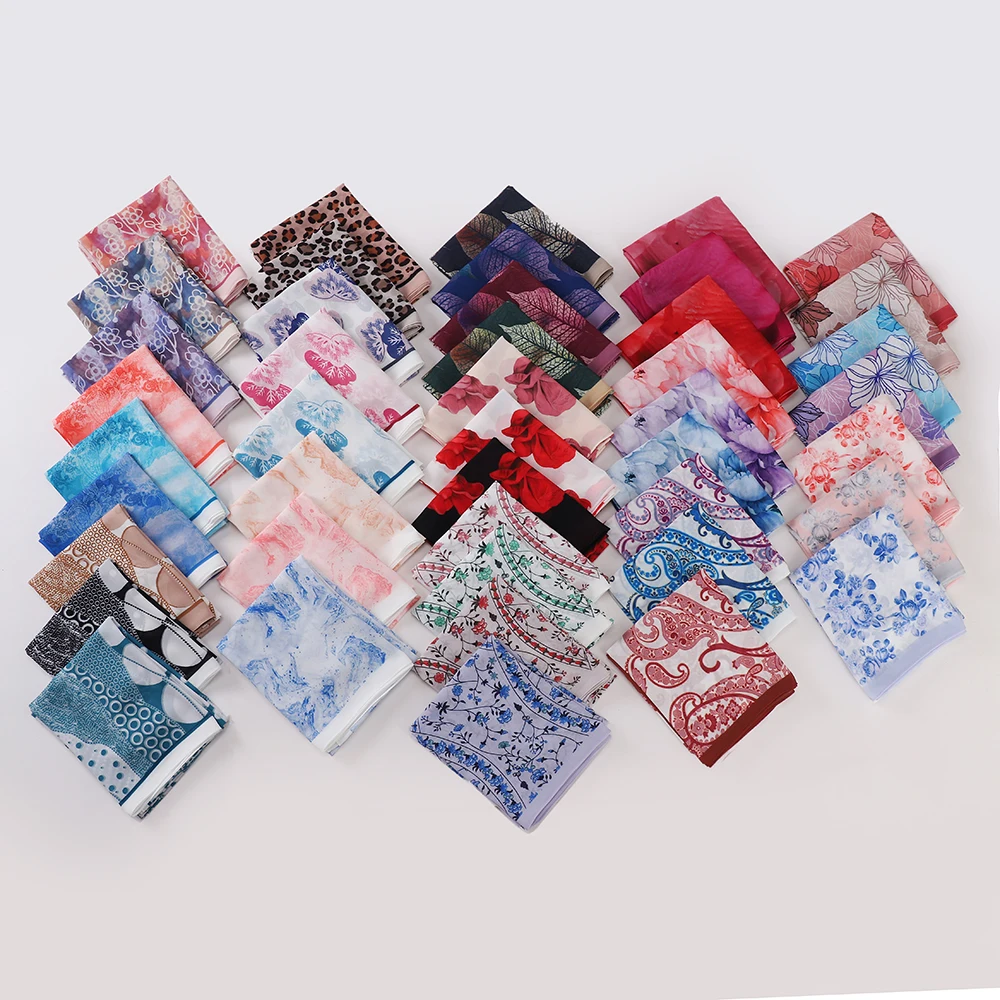 New Digital Print Shawl Wholesale Malaysia Chiffon Voile Custom Printed Hijab Tudung Bawal Floral Headscarf Wraps for Women