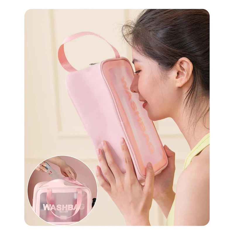 Hot Sale Clear Pvc Makeup Bag Large Tpu Toiletries Cosmetic Bag Make Up Pouch Transparent Washing Bags for Travel Organizer
