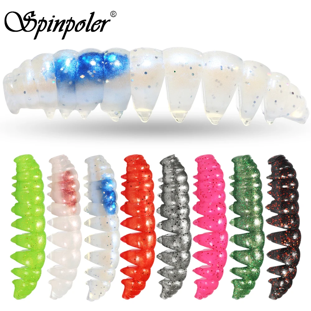Spinpoler 2024 New Poor Worm Soft Fishing Lure 5cm 7cm Floating Lifelike Bionic Caterpillar Segemented Artificial For Trout Bass