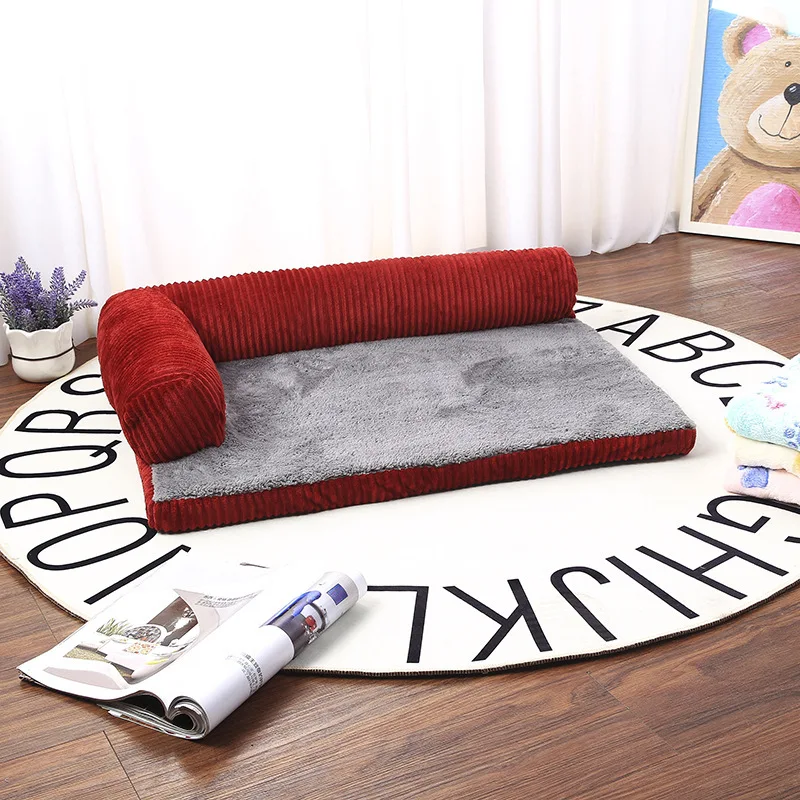 Two-Tone Orthopedic L Shaped Corner Sofa Dog Bed Plush Orthopedic Sofa Dog Bed