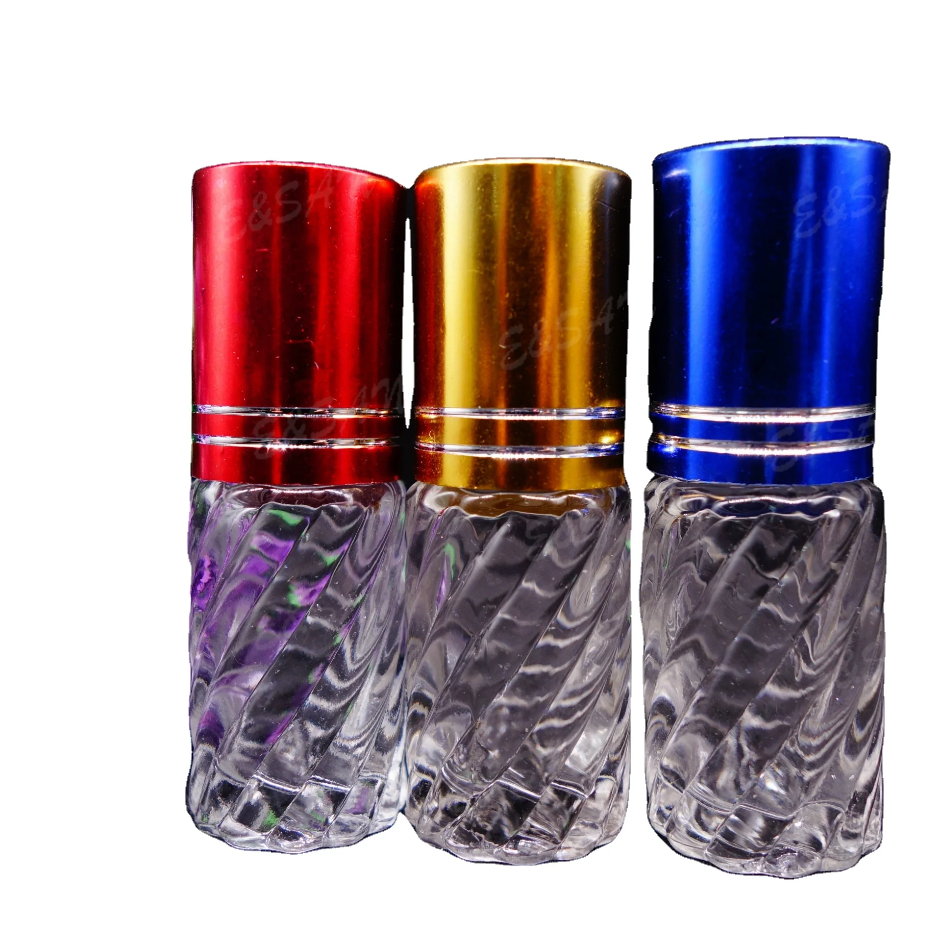 Z05-5ML Clear bottle With Aluminum Cap perfume bottle Glass Refill Empty Perfume Plastic roll-on essential oil Bottle stock