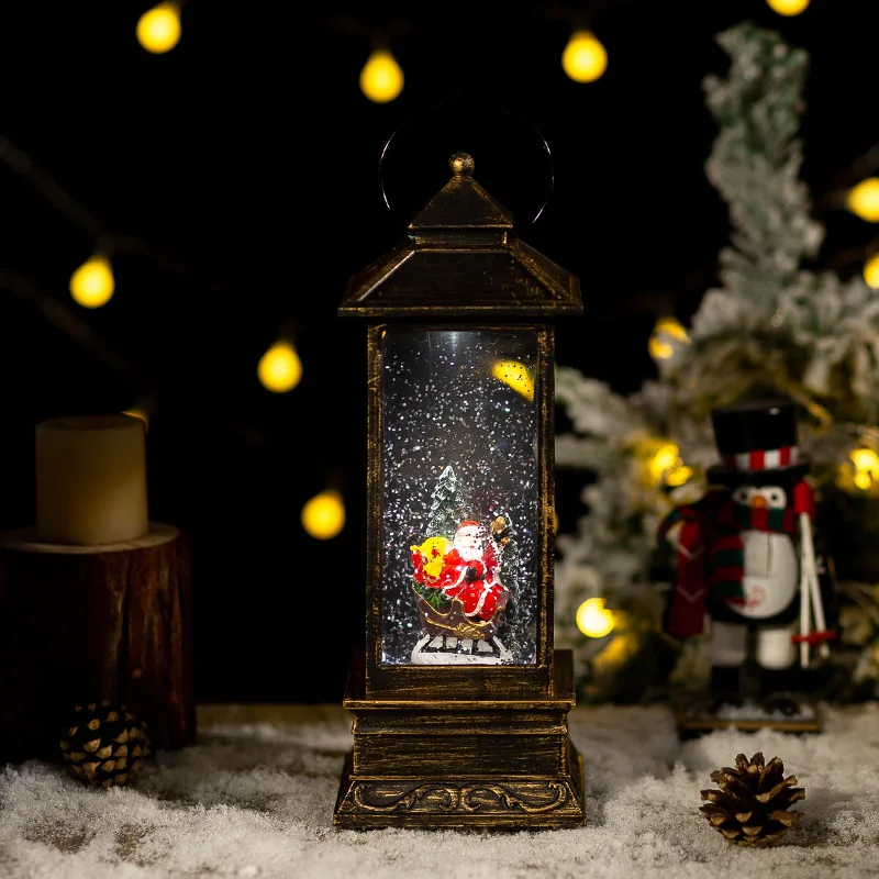 2024 Hot Sale Christmas Decoration Gifts Crafts Plastic Music Lamp Christmas Snow Globe Water Lantern Christmas Decorations