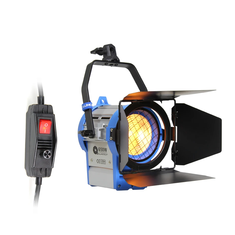 Alumotech Dimming 650w Fresnel Tungsten Spot Studio Video Projector Lights Tungsten Spotlight Lighting White Body Lamp