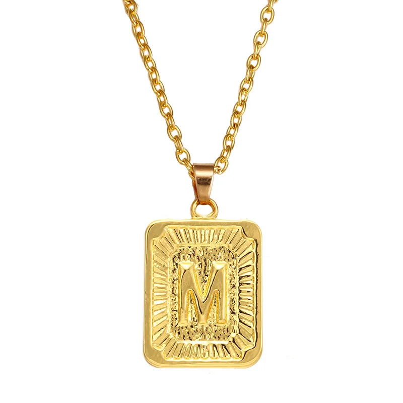 Custom Hip-pop Style Necklace Gold Metal Letter M Ornament Cheap Pendant Tag