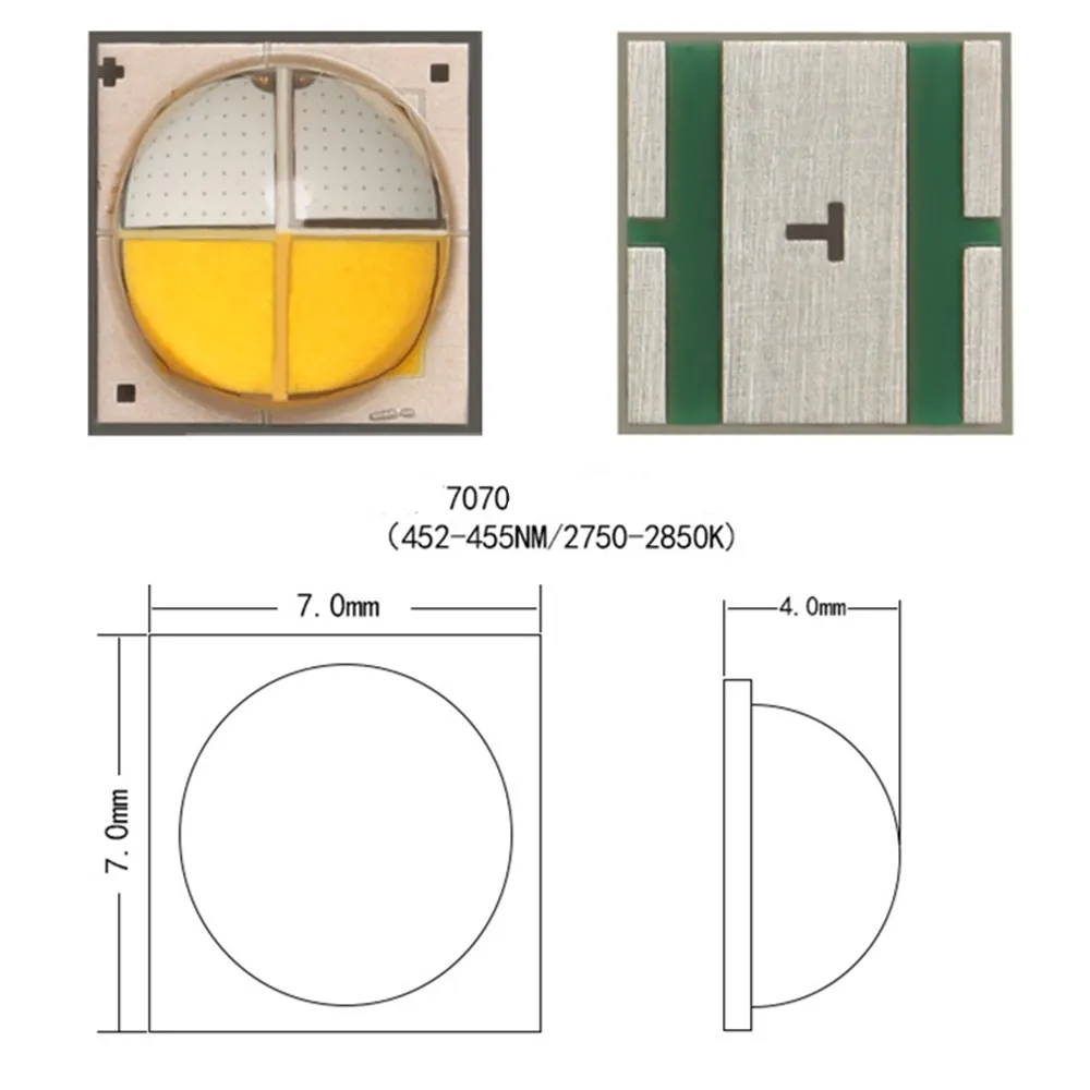 High Power Osram 6065 7070 Size 40W 80W 100W 6V 3A 450NM 660NM White rgbw SMD LED Lamp Bead Diode for car headlight lighting