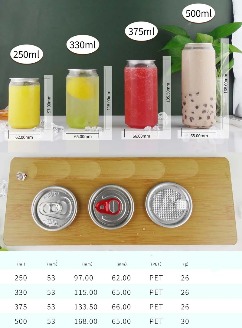 Empty Clear Pull Tab Plastic Bottle 250ml 330ml 500ml 750ml  Fruit Juice Soda Pet Jar Plastic Pull Tab Bottle