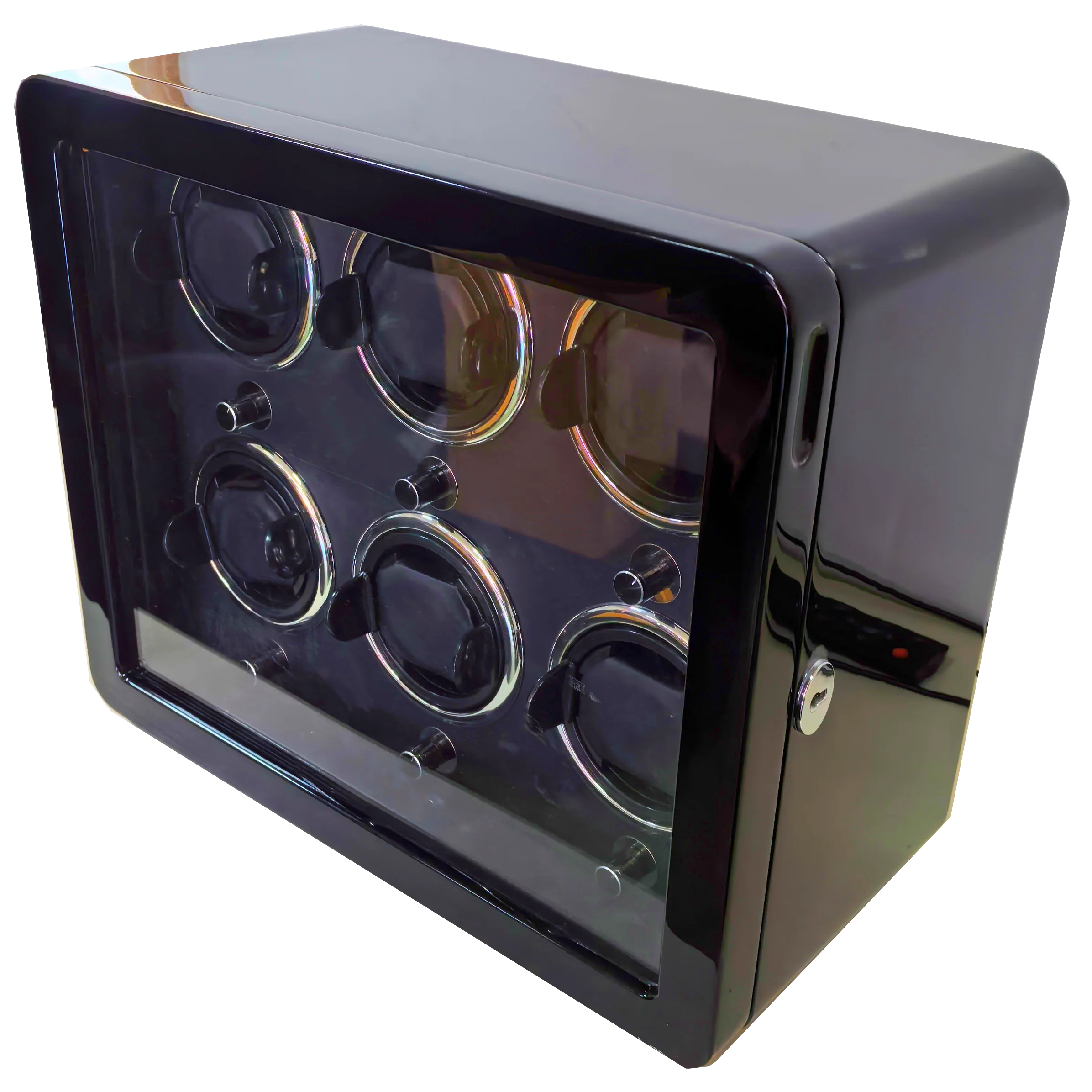 Luxury High quality  molle Automatic watch winder safe wood leather rotations watch winder box  6 slots with OPEN-STOP function