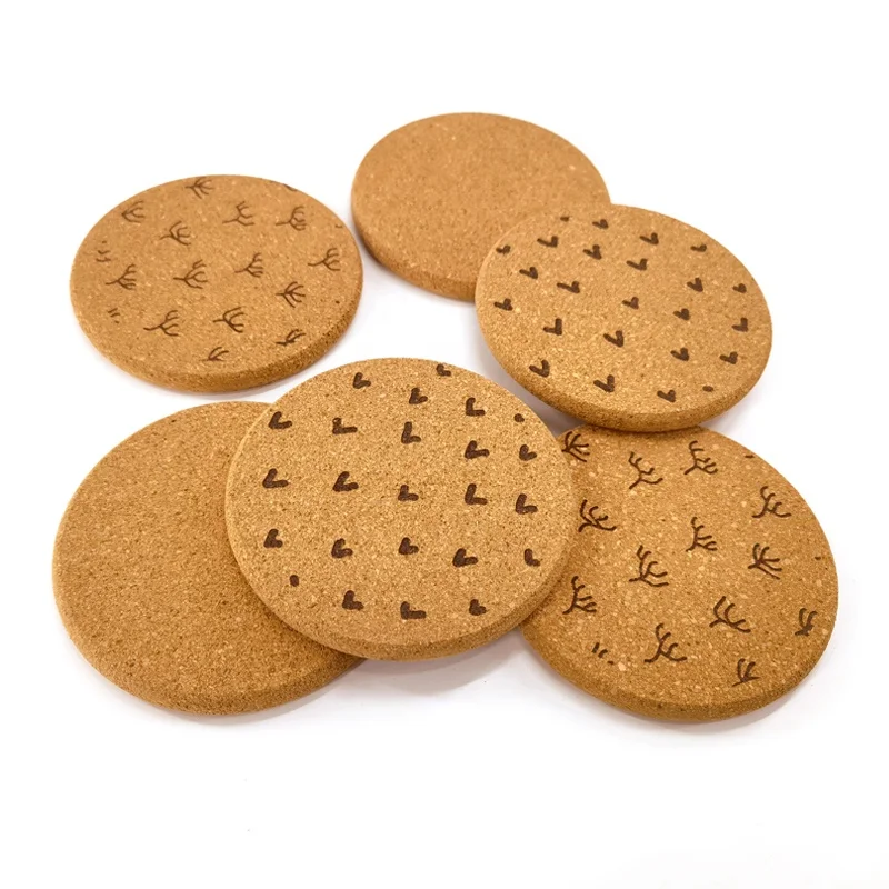 Coasters Cork factory custom Eco-friendly Personalized Thick Cork Coasters Rounded Laser LOGO Custom Design placemat 2pcs/set