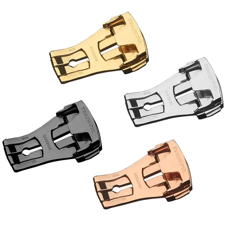 Luxury 16mm 18mm 20mm polished brushed stainless steel butterfly clasp rose gold deployment watch buckle for Omega clasp