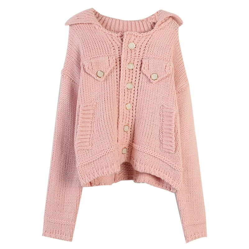 Chinese Factory Trendy Pink Angora Hand Knitted Korean Crochet Sweater for Fashion