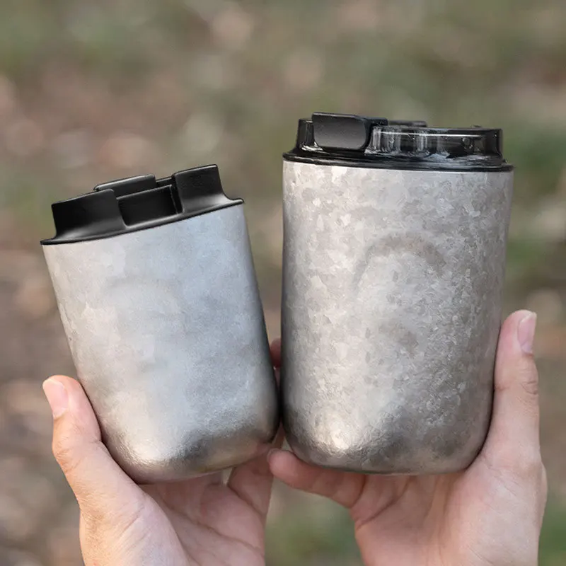 Wholesale Simple Pure Titanium Coffee Vacuum Thermos Cup with High-Appearance Lid Portable and High-Appearance Cup