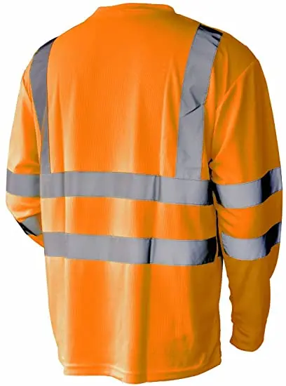 Custom Logo 100% Polyester Blank Hi Vis T Shirts Reflective Safety Long Sleeve Construction Work Shirts for Men