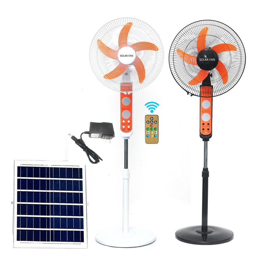 Factory OEM High Efficiency Home Height Adjustable Wide Angle Adjustment Outdoor Fans Home 16 Inch Solar Fan with battery