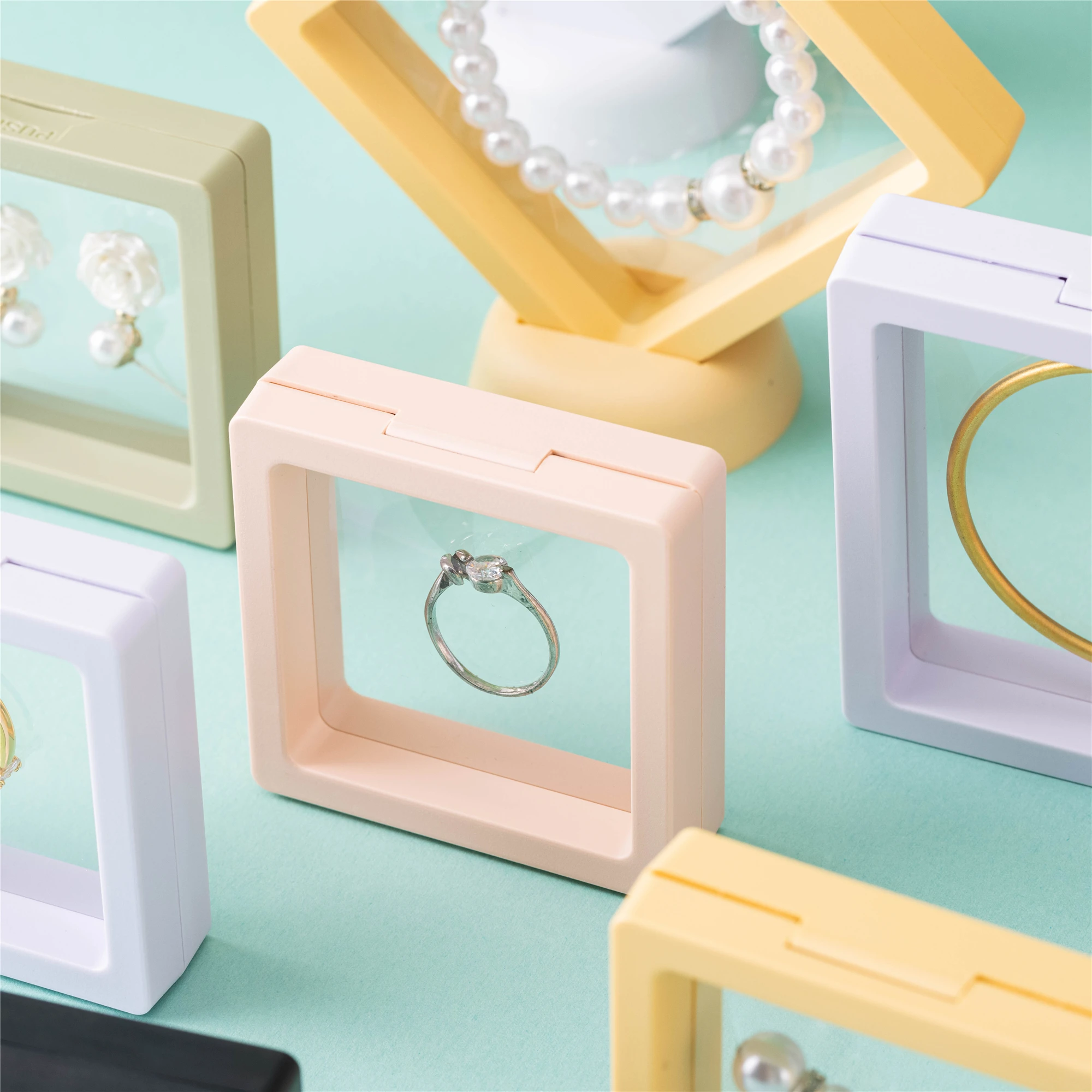 Suspension Floating Frame Multifunction Dustproof plastic Jewelry Box Jewelry Packaging Display Box